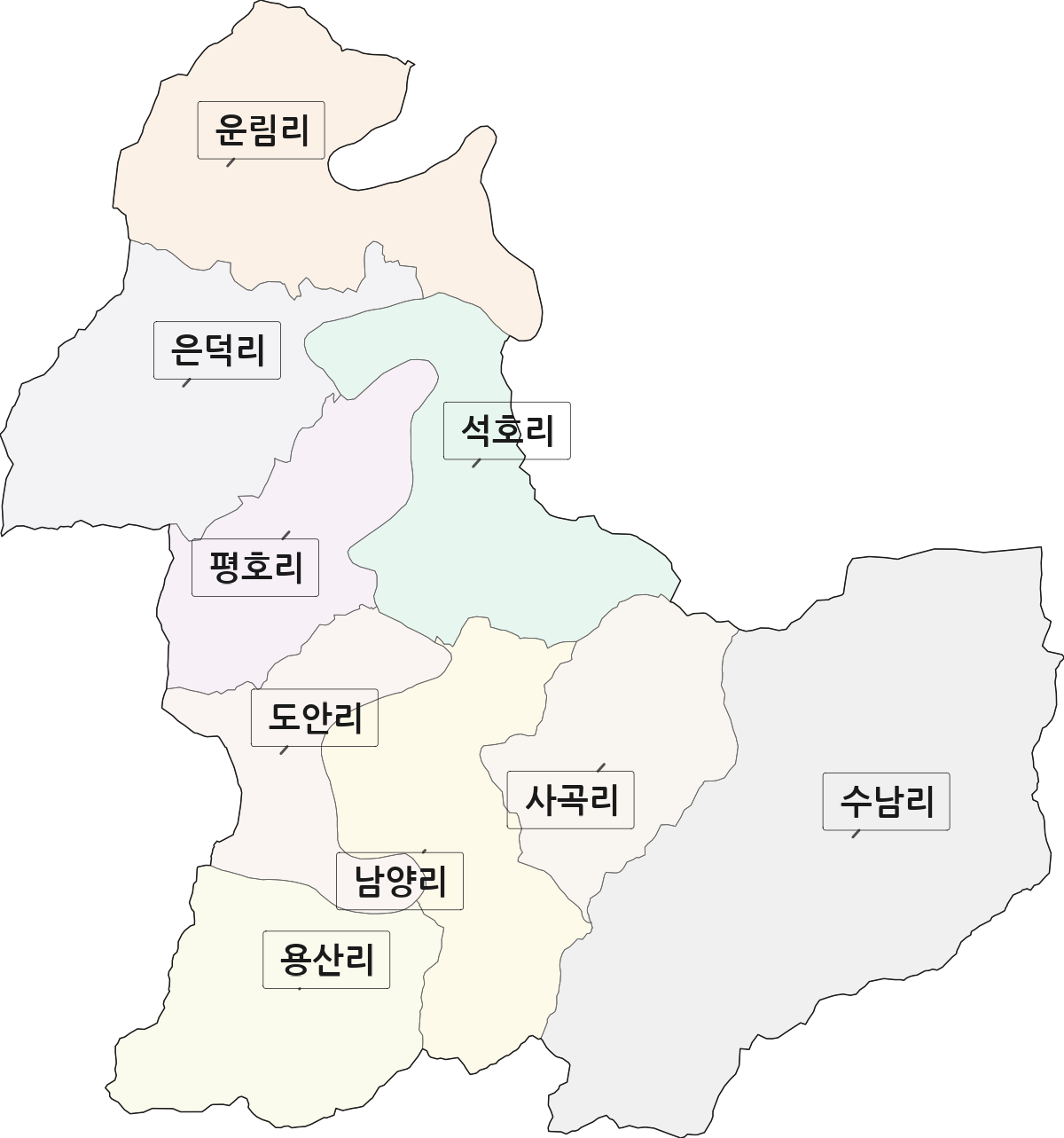 전남광주통합특별시 보성군 겸백면 법정동 리 구분 행정구역 경계 지도