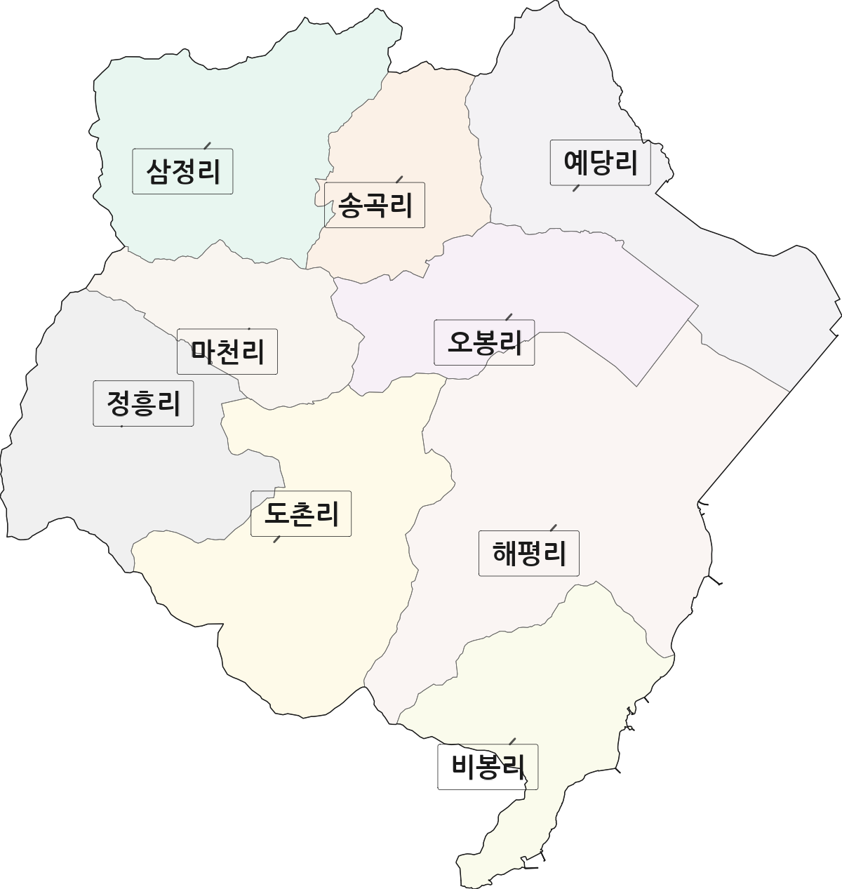 전남광주통합특별시 보성군 득량면 법정동 리 구분 행정구역 경계 지도