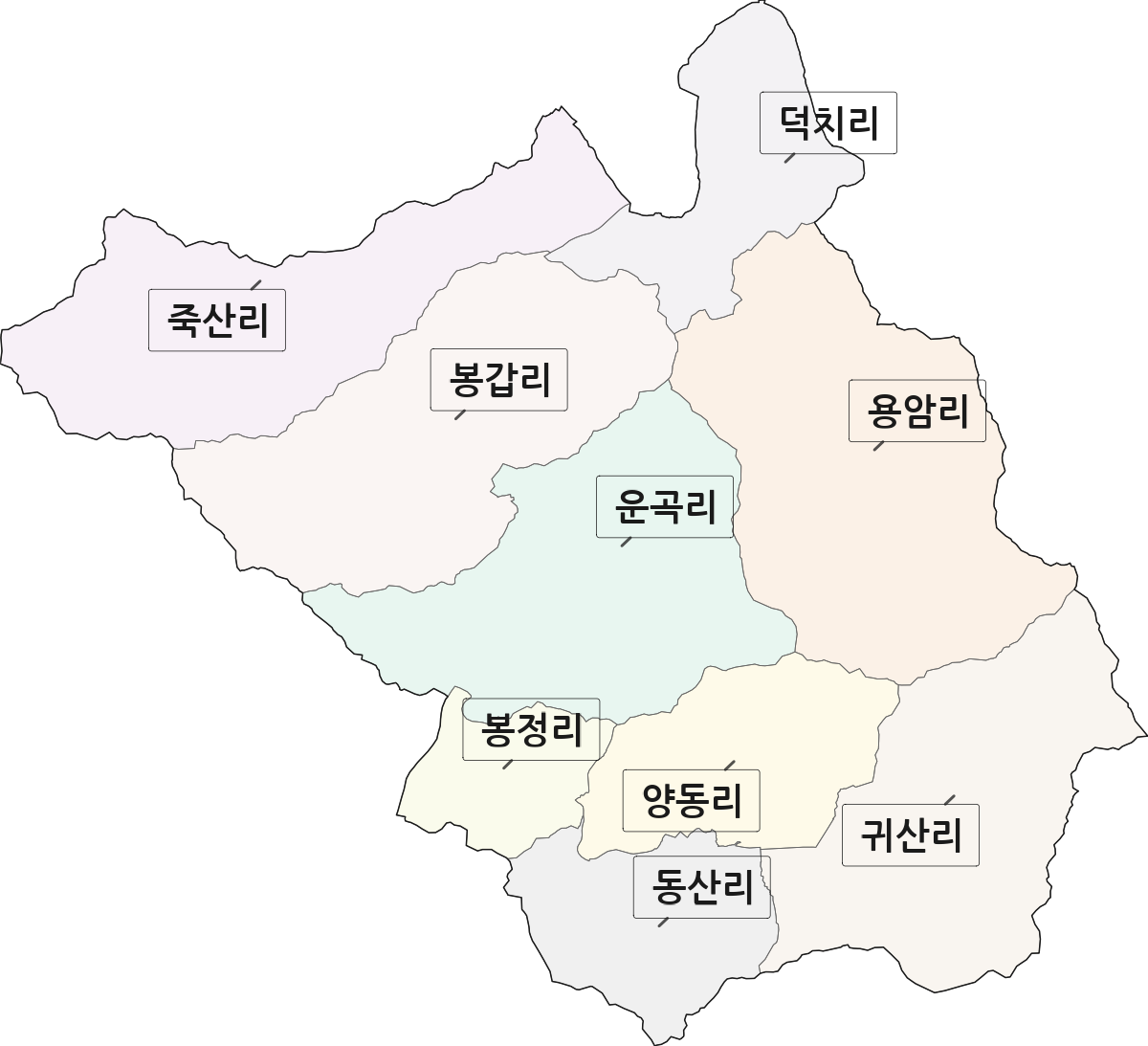 전남광주통합특별시 보성군 문덕면 법정동 리 구분 행정구역 경계 지도