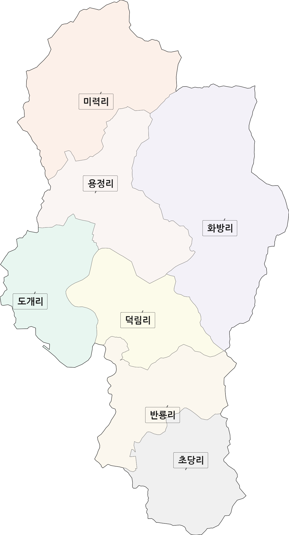전남광주통합특별시 보성군 미력면 법정동 리 구분 행정구역 경계 지도