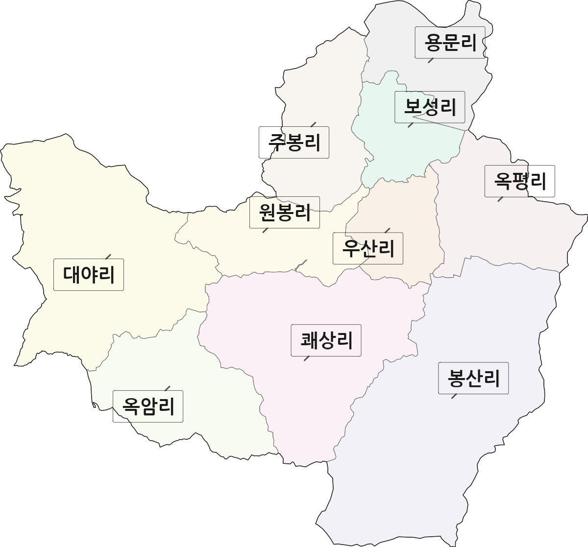 전남광주통합특별시 보성군 보성읍 법정동 리 구분 행정구역 경계 지도