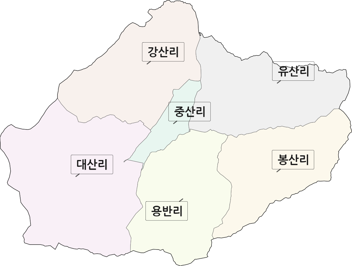 전남광주통합특별시 보성군 웅치면 법정동 리 구분 행정구역 경계 지도
