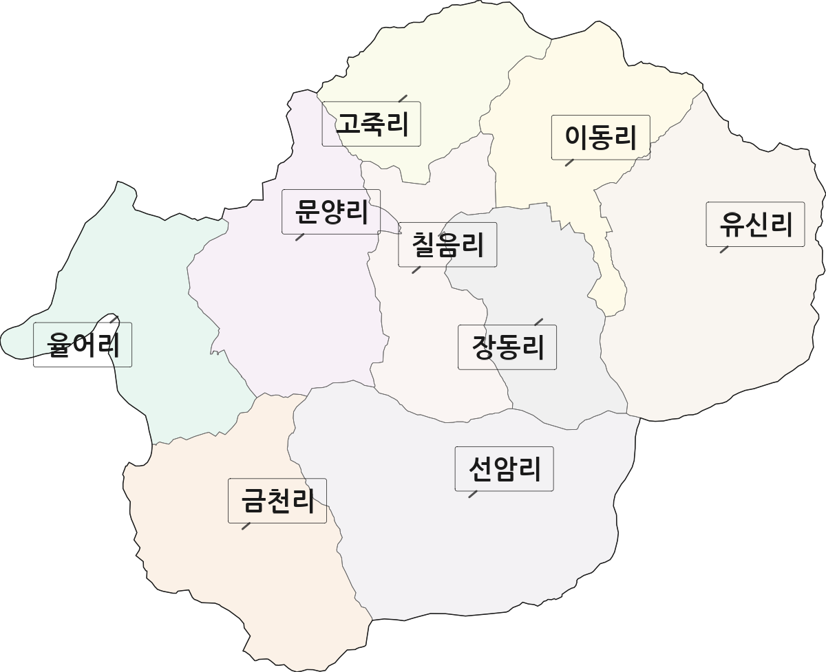 전남광주통합특별시 보성군 율어면 법정동 리 구분 행정구역 경계 지도