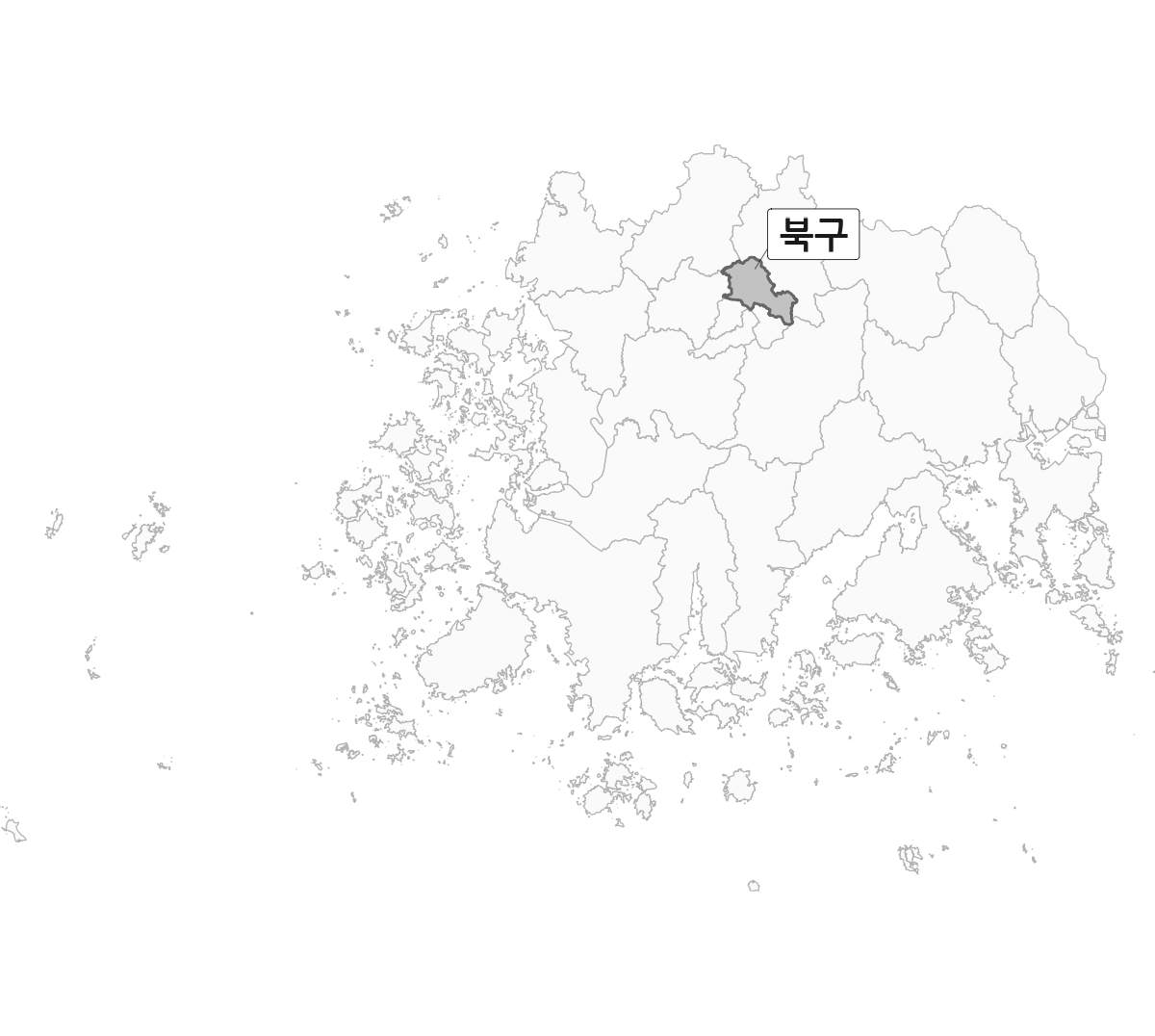 전남광주통합특별시 범위 내 북구 행정구역 경계 지도