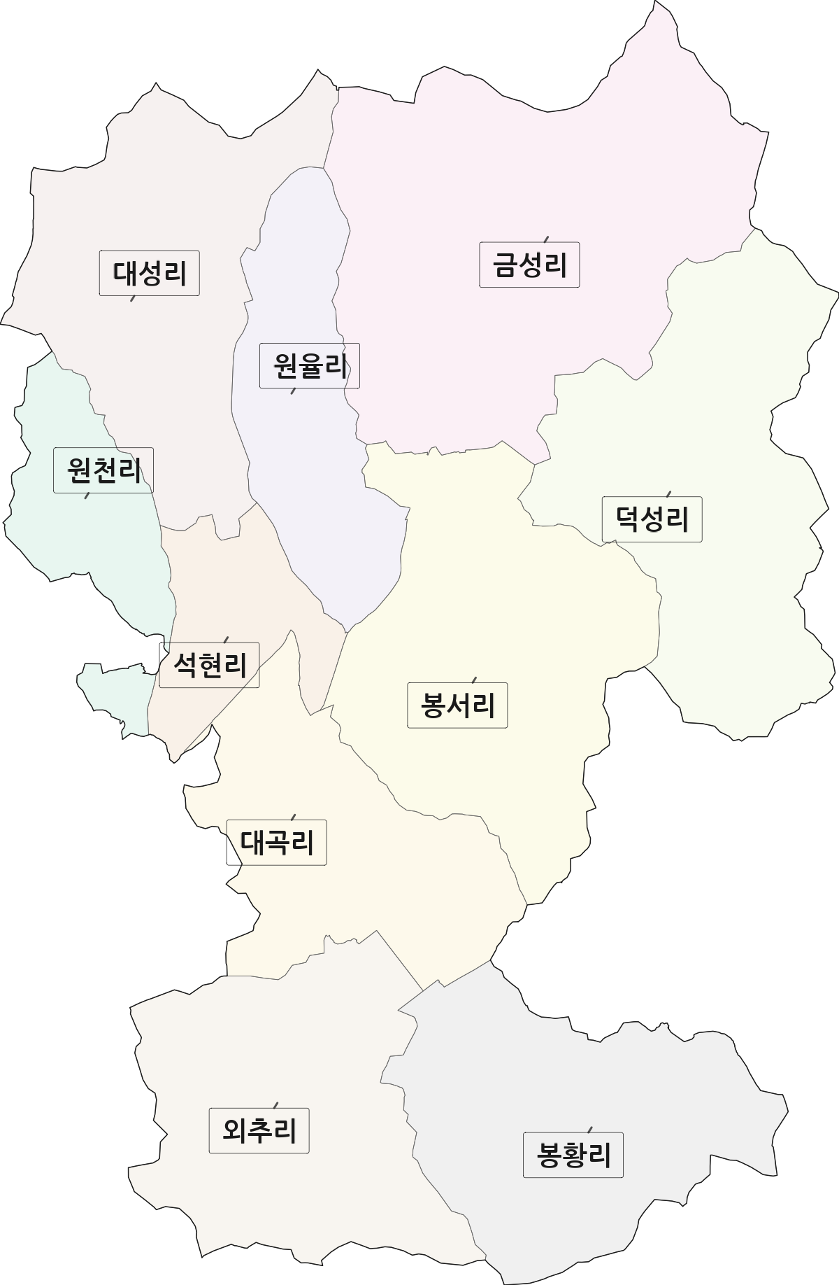 전남광주통합특별시 담양군 금성면 법정동 리 구분 행정구역 경계 지도