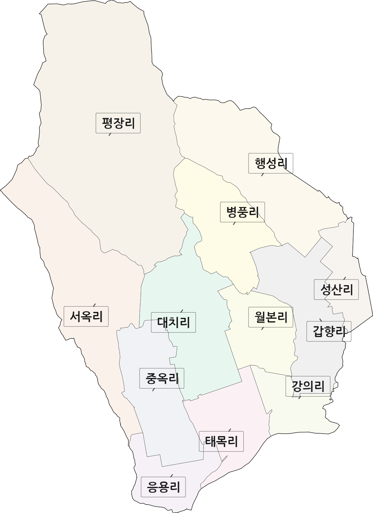 전남광주통합특별시 담양군 대전면 법정동 리 구분 행정구역 경계 지도