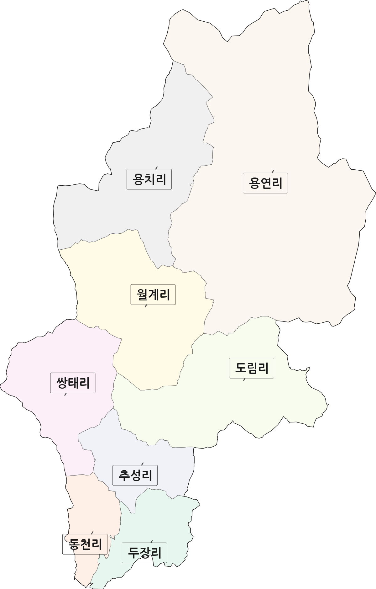 전남광주통합특별시 담양군 용면 법정동 리 구분 행정구역 경계 지도