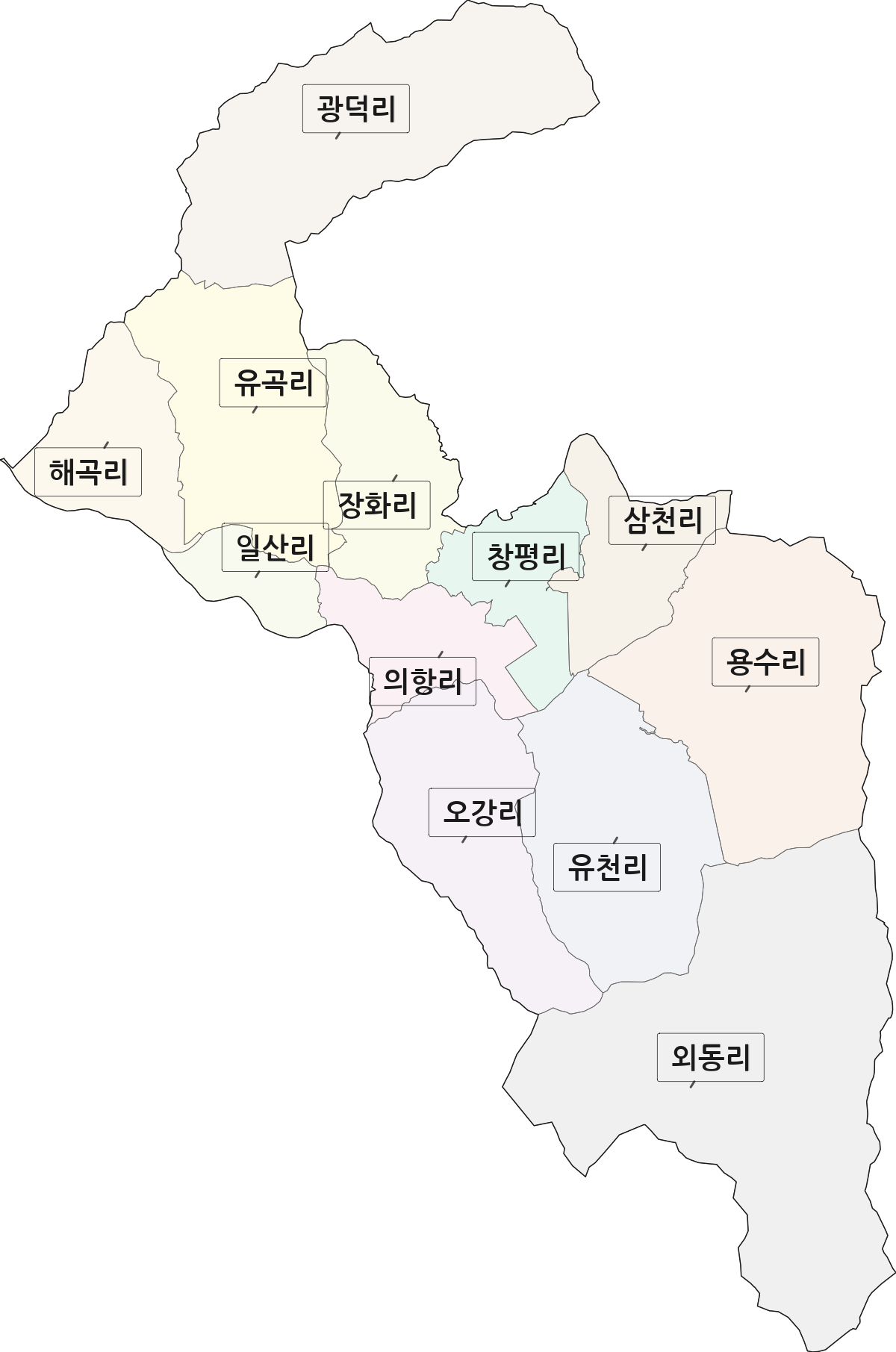 전남광주통합특별시 담양군 창평면 법정동 리 구분 행정구역 경계 지도