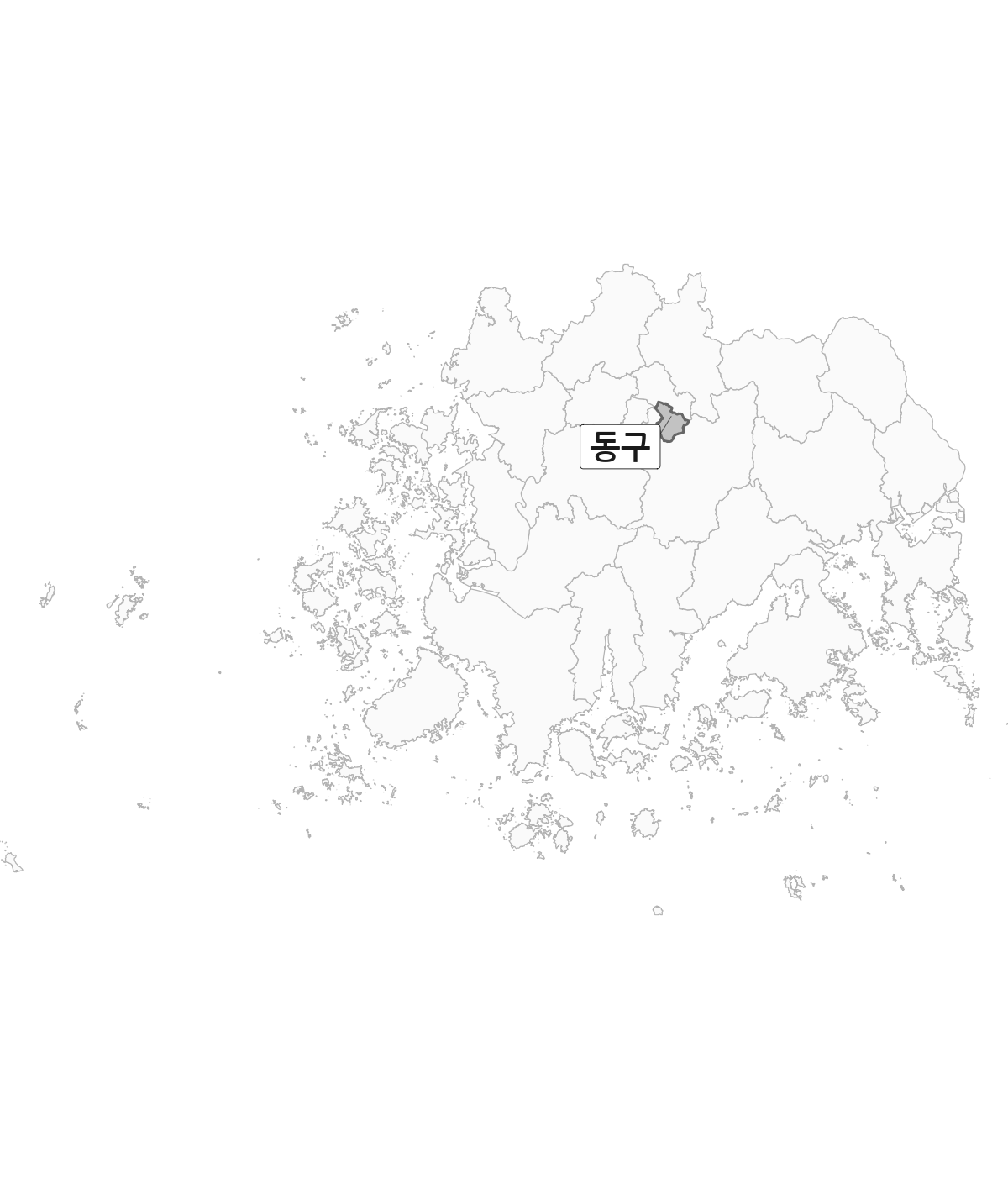 전남광주통합특별시 범위 내 동구 행정구역 경계 지도