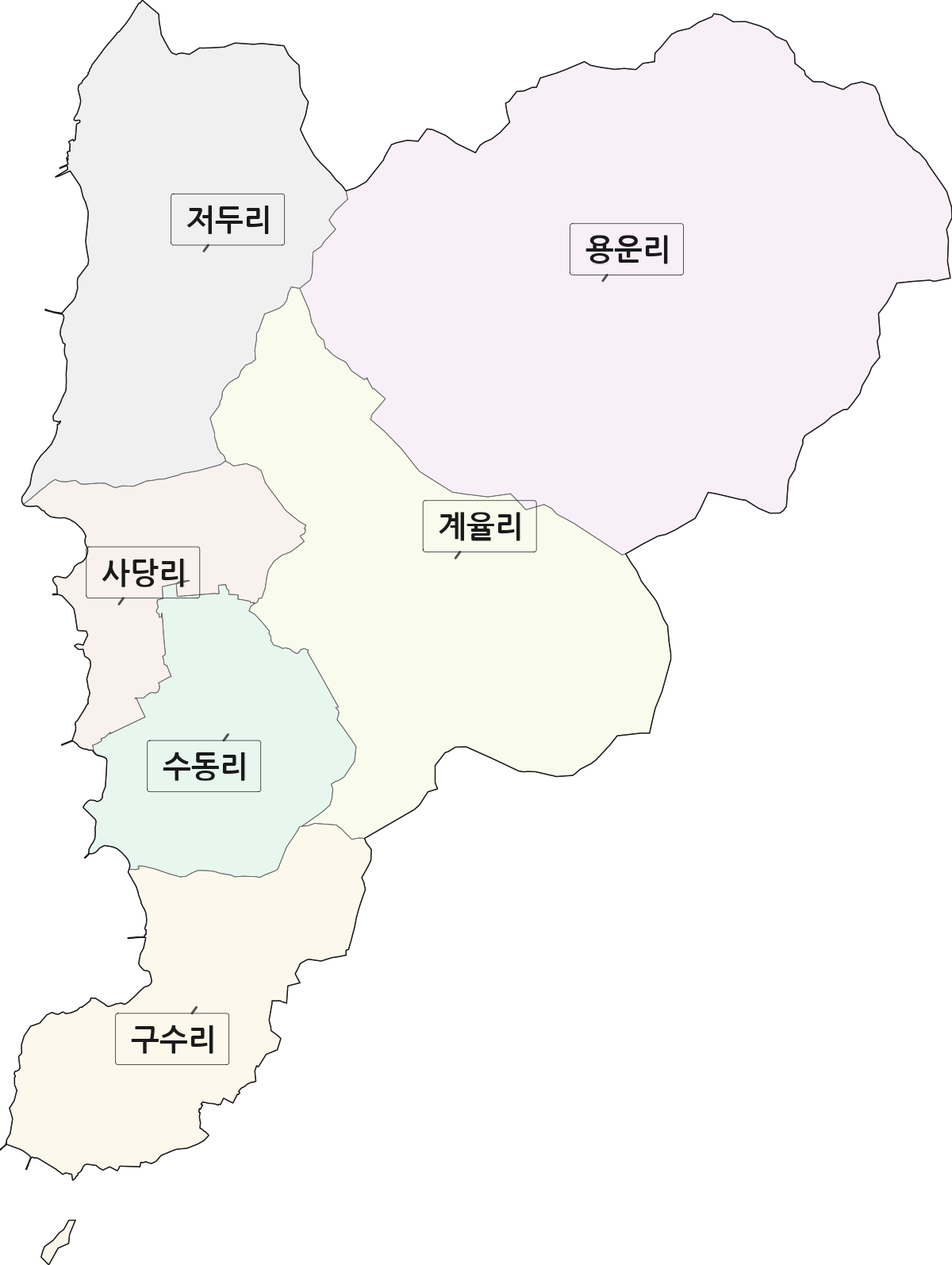 전남광주통합특별시 강진군 대구면 법정동 리 구분 행정구역 경계 지도