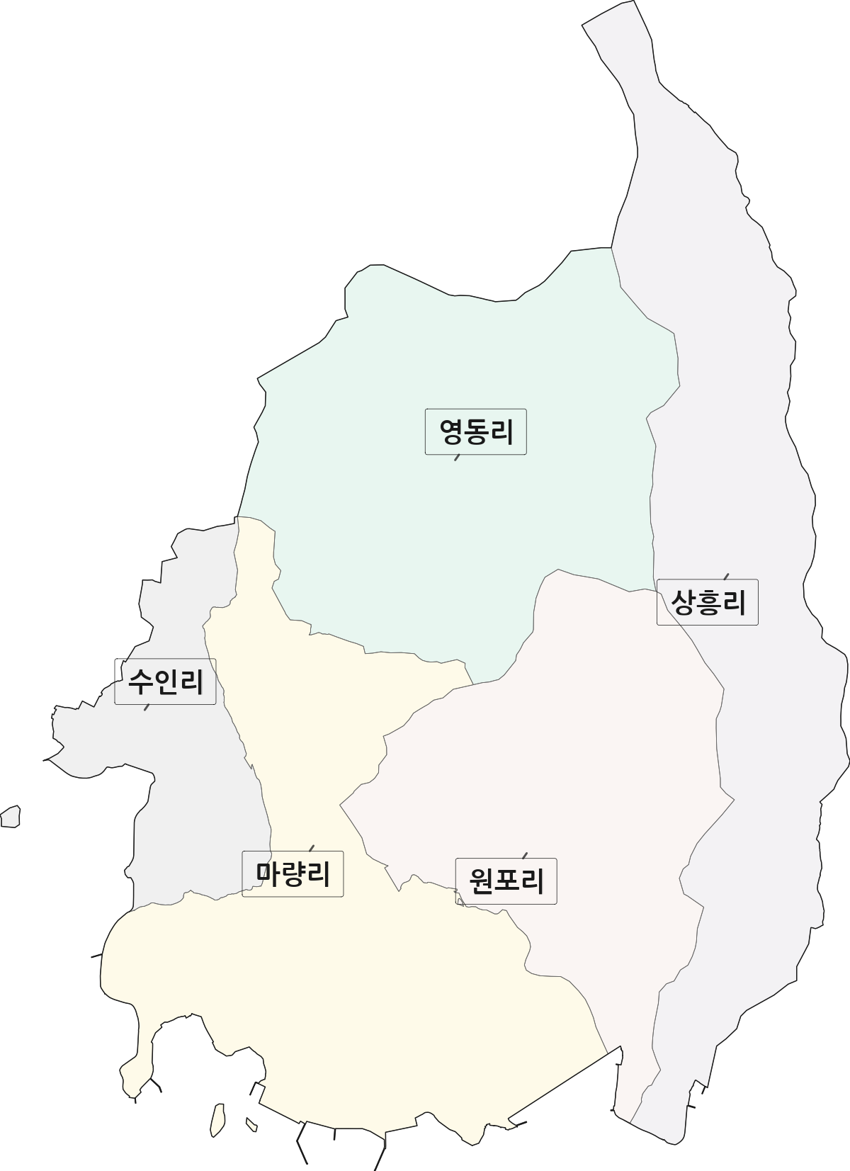 전남광주통합특별시 강진군 마량면 법정동 리 구분 행정구역 경계 지도