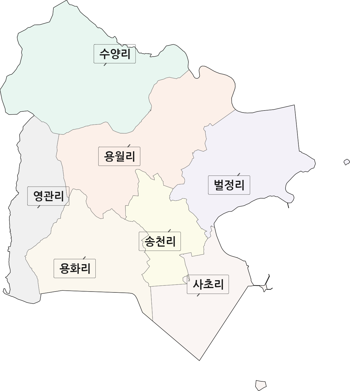 전남광주통합특별시 강진군 신전면 법정동 리 구분 행정구역 경계 지도