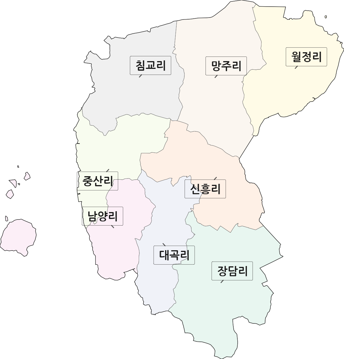 전남광주통합특별시 고흥군 남양면 법정동 리 구분 행정구역 경계 지도
