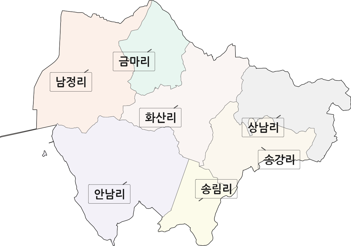 전남광주통합특별시 고흥군 대서면 법정동 리 구분 행정구역 경계 지도