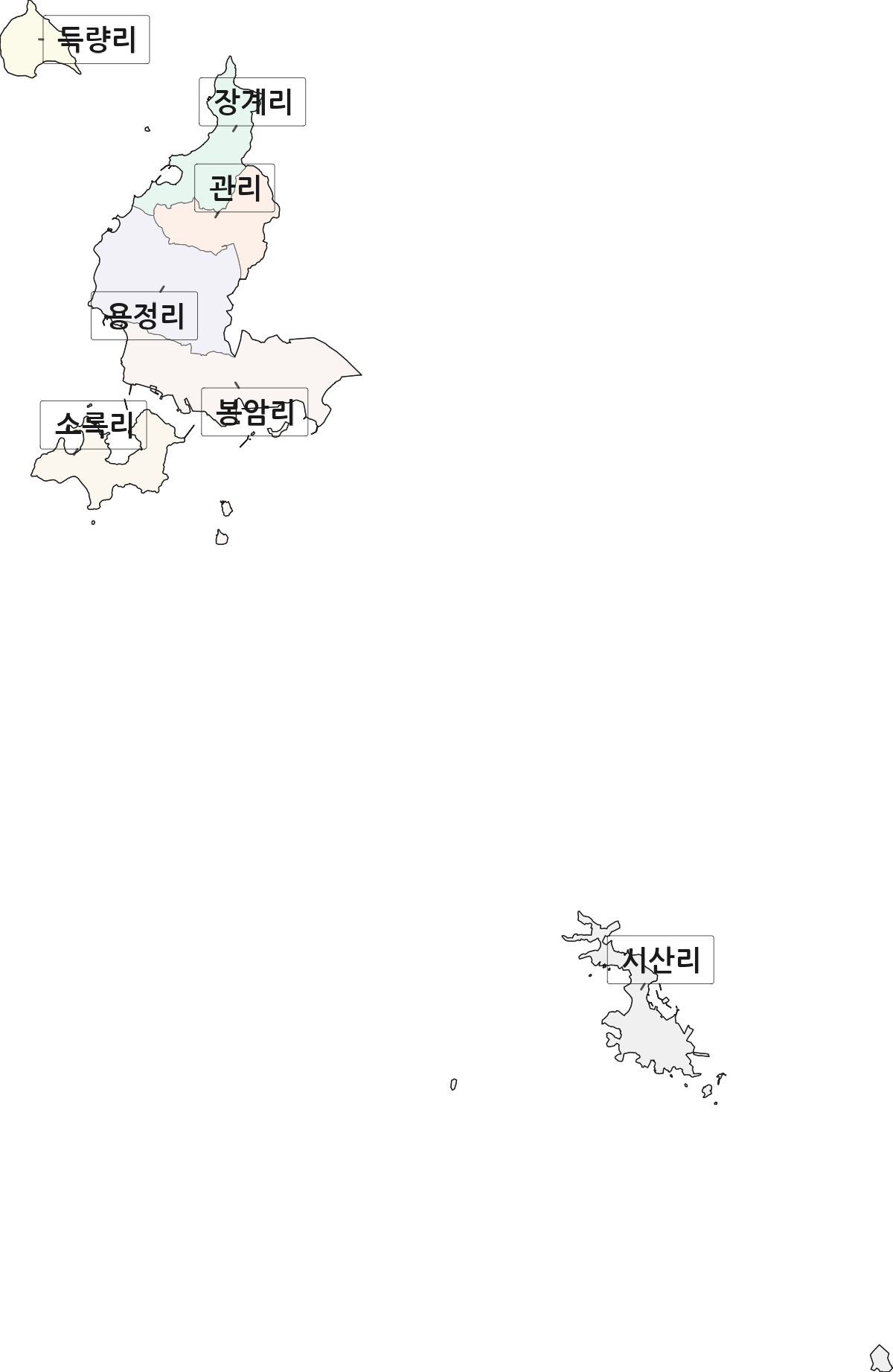 전남광주통합특별시 고흥군 도양읍 법정동 리 구분 행정구역 경계 지도
