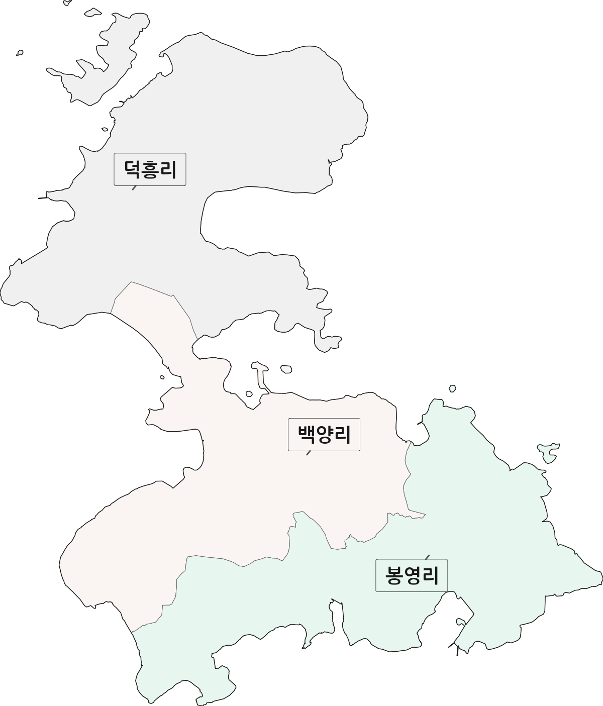 전남광주통합특별시 고흥군 동일면 법정동 리 구분 행정구역 경계 지도