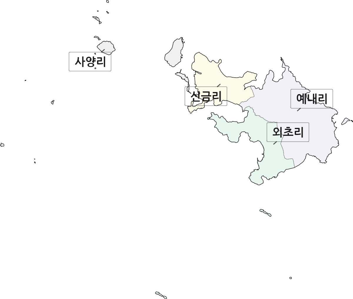 전남광주통합특별시 고흥군 봉래면 법정동 리 구분 행정구역 경계 지도