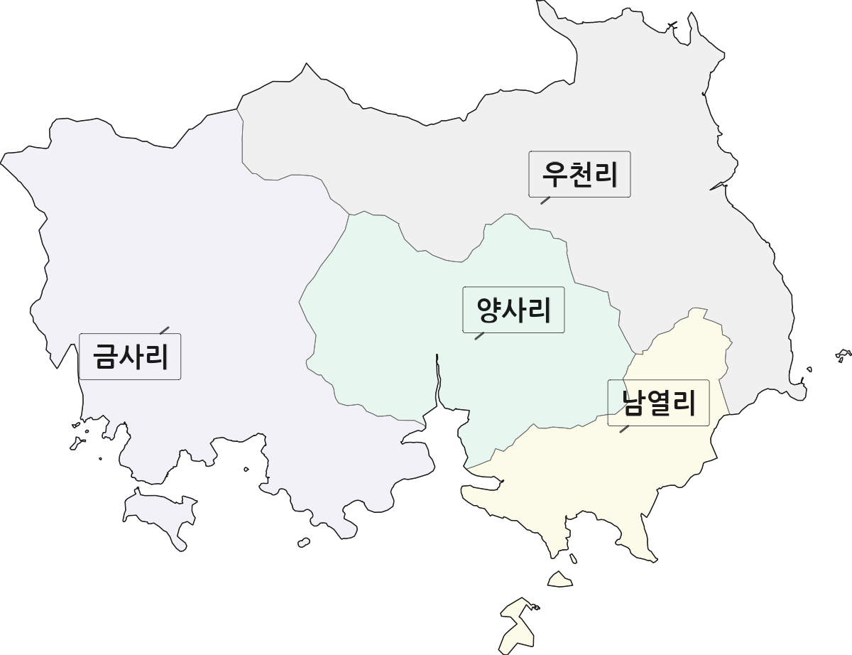 전남광주통합특별시 고흥군 영남면 법정동 리 구분 행정구역 경계 지도