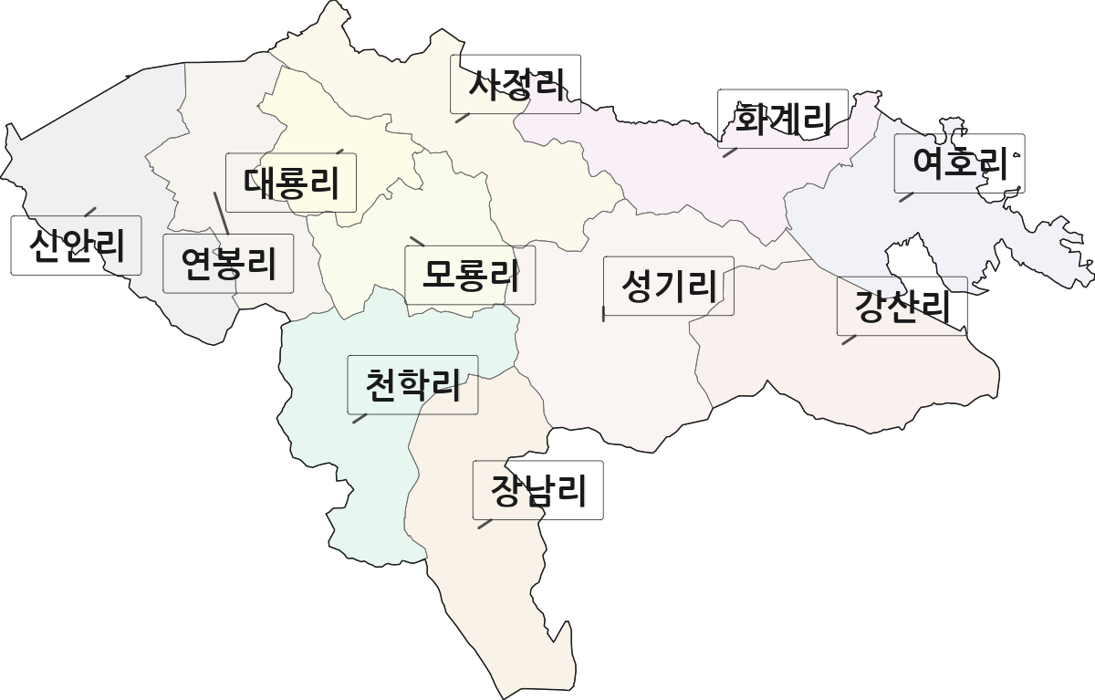 전남광주통합특별시 고흥군 점암면 법정동 리 구분 행정구역 경계 지도