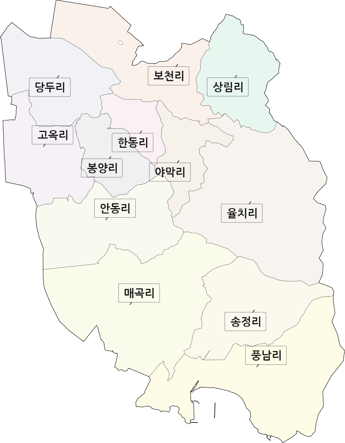 전남광주통합특별시 고흥군 풍양면 법정동 리 구분 행정구역 경계 지도