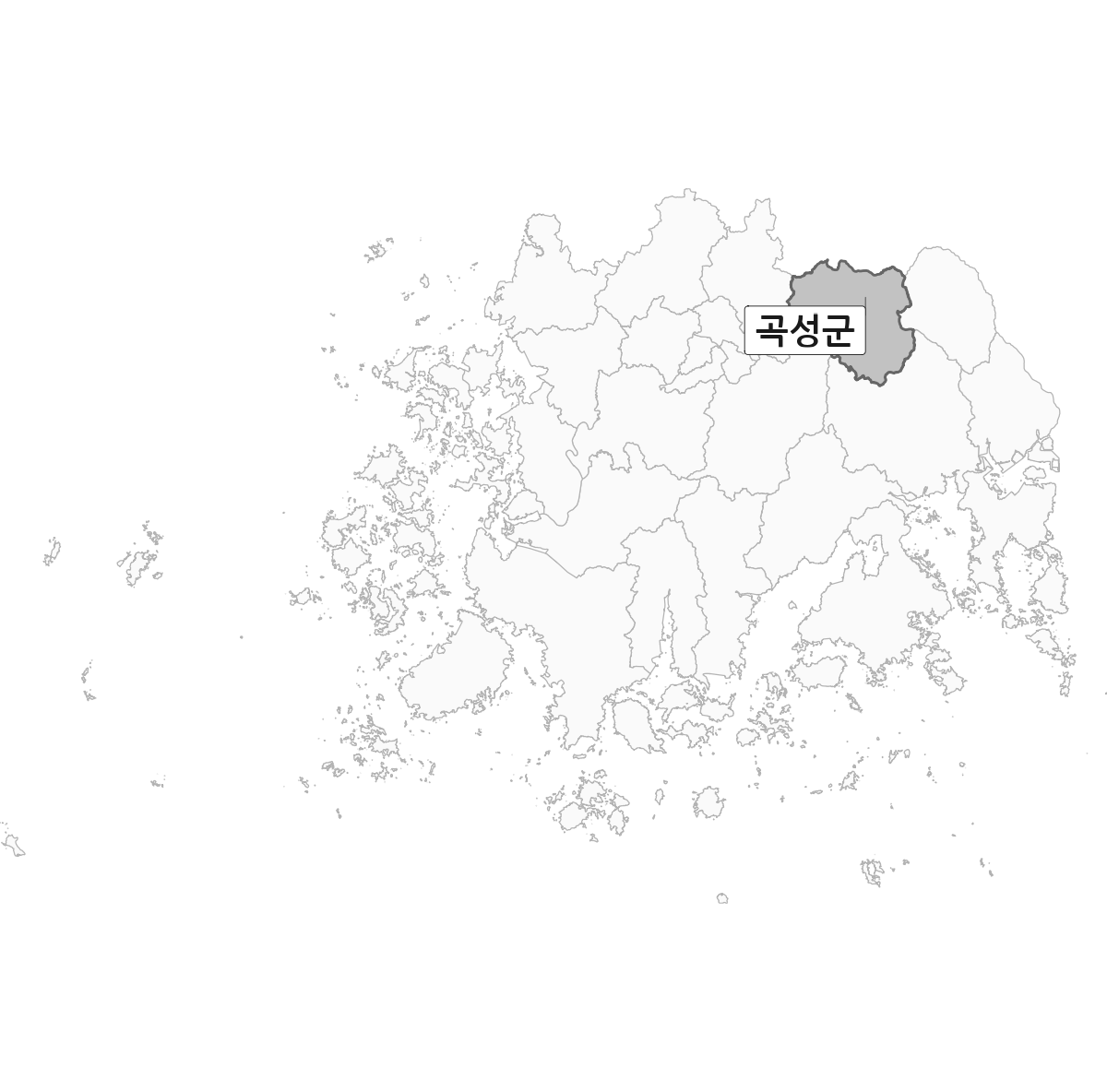 전남광주통합특별시 범위 내 곡성군 행정구역 경계 지도