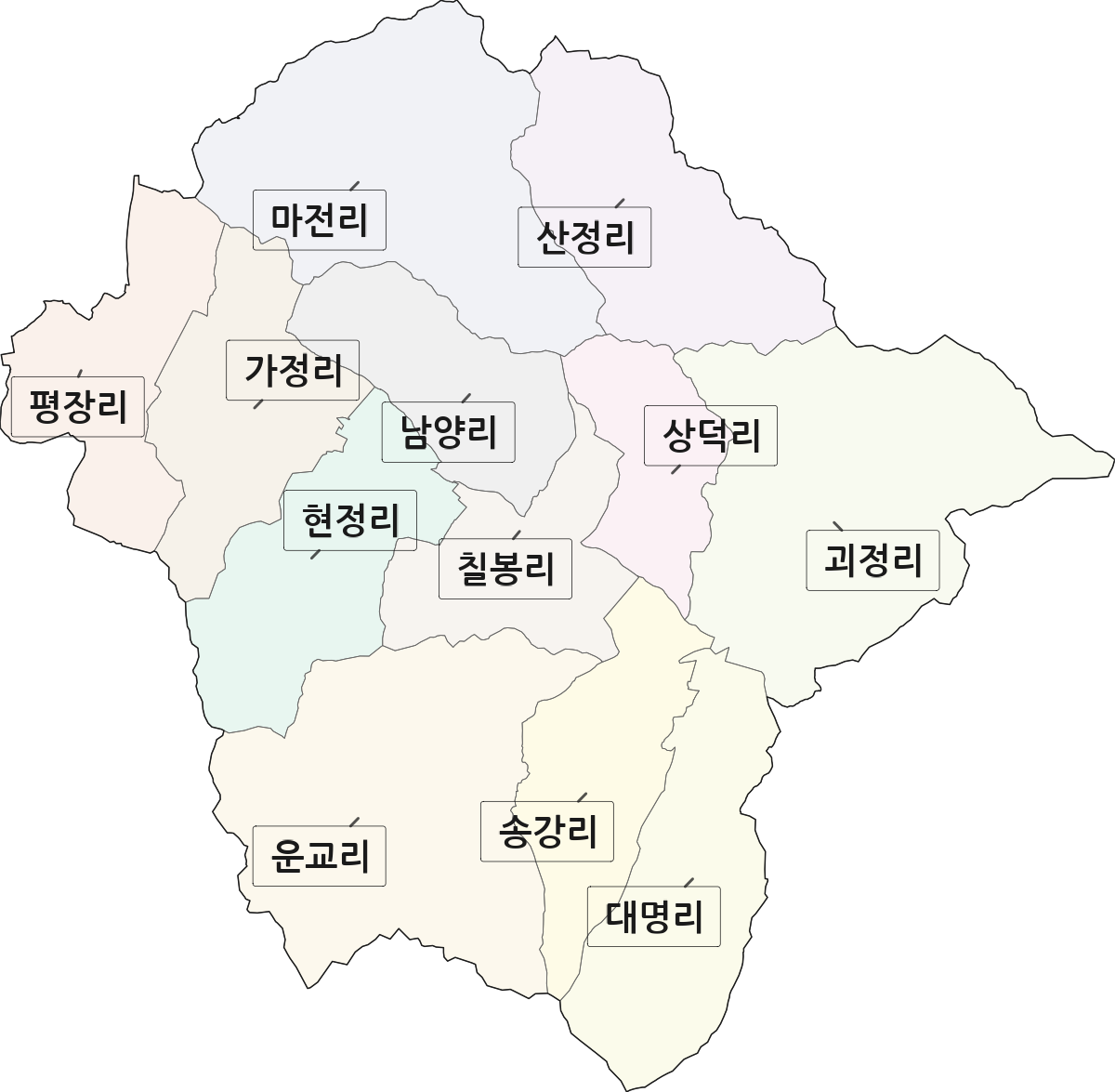 전남광주통합특별시 곡성군 겸면 법정동 리 구분 행정구역 경계 지도