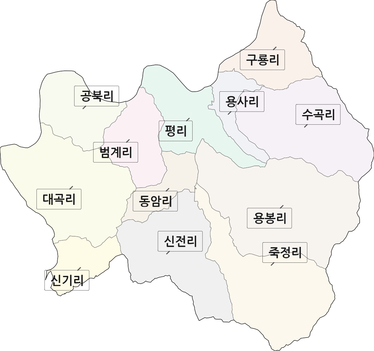 전남광주통합특별시 곡성군 목사동면 법정동 리 구분 행정구역 경계 지도