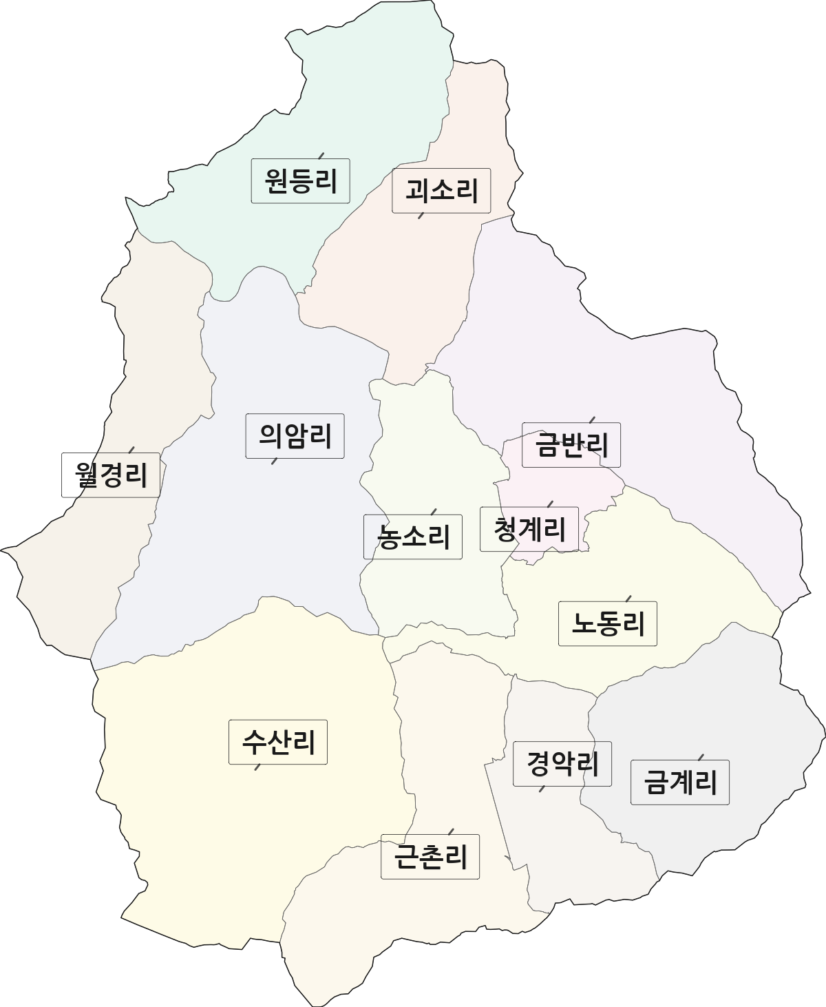 전남광주통합특별시 곡성군 삼기면 법정동 리 구분 행정구역 경계 지도