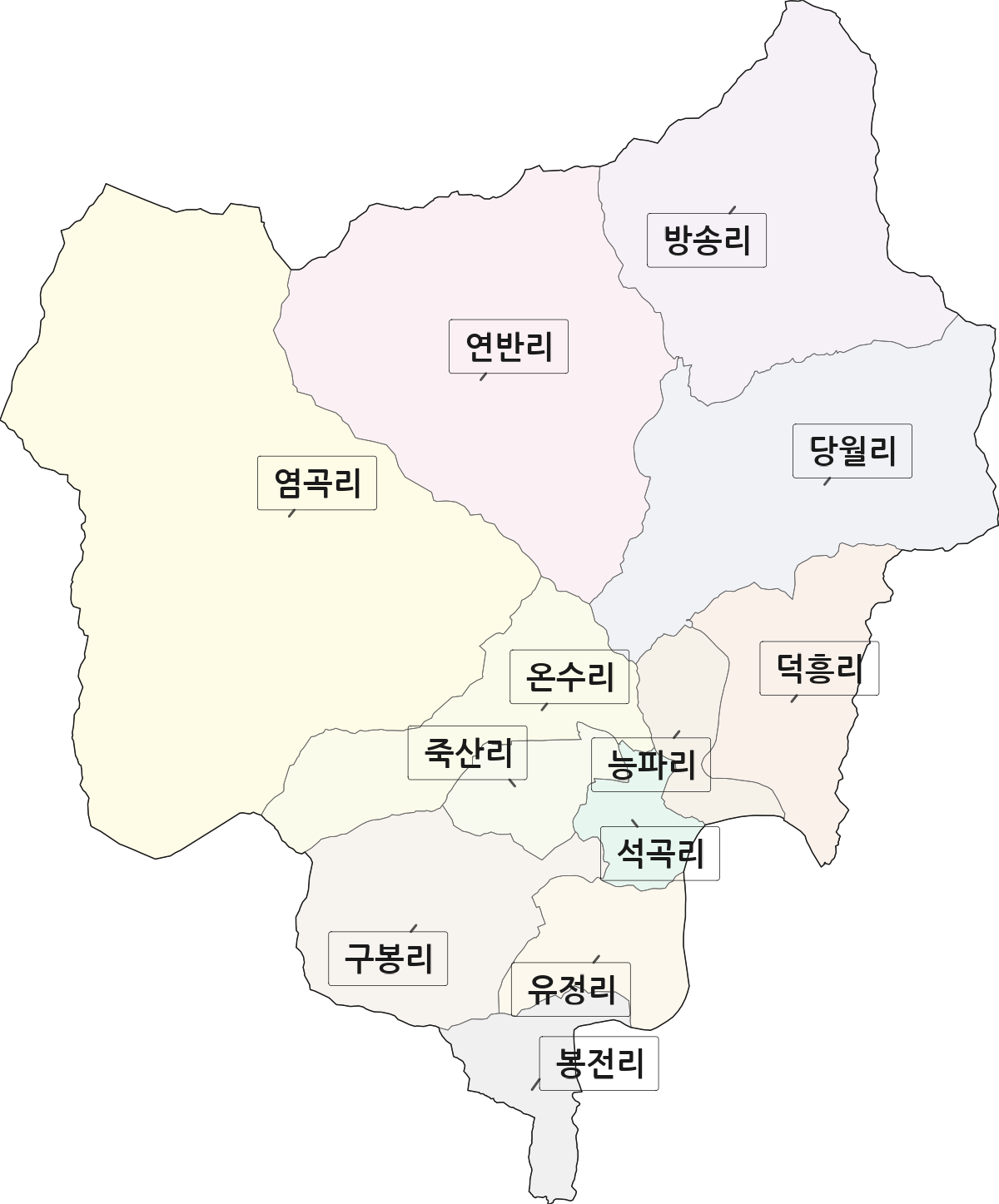 전남광주통합특별시 곡성군 석곡면 법정동 리 구분 행정구역 경계 지도