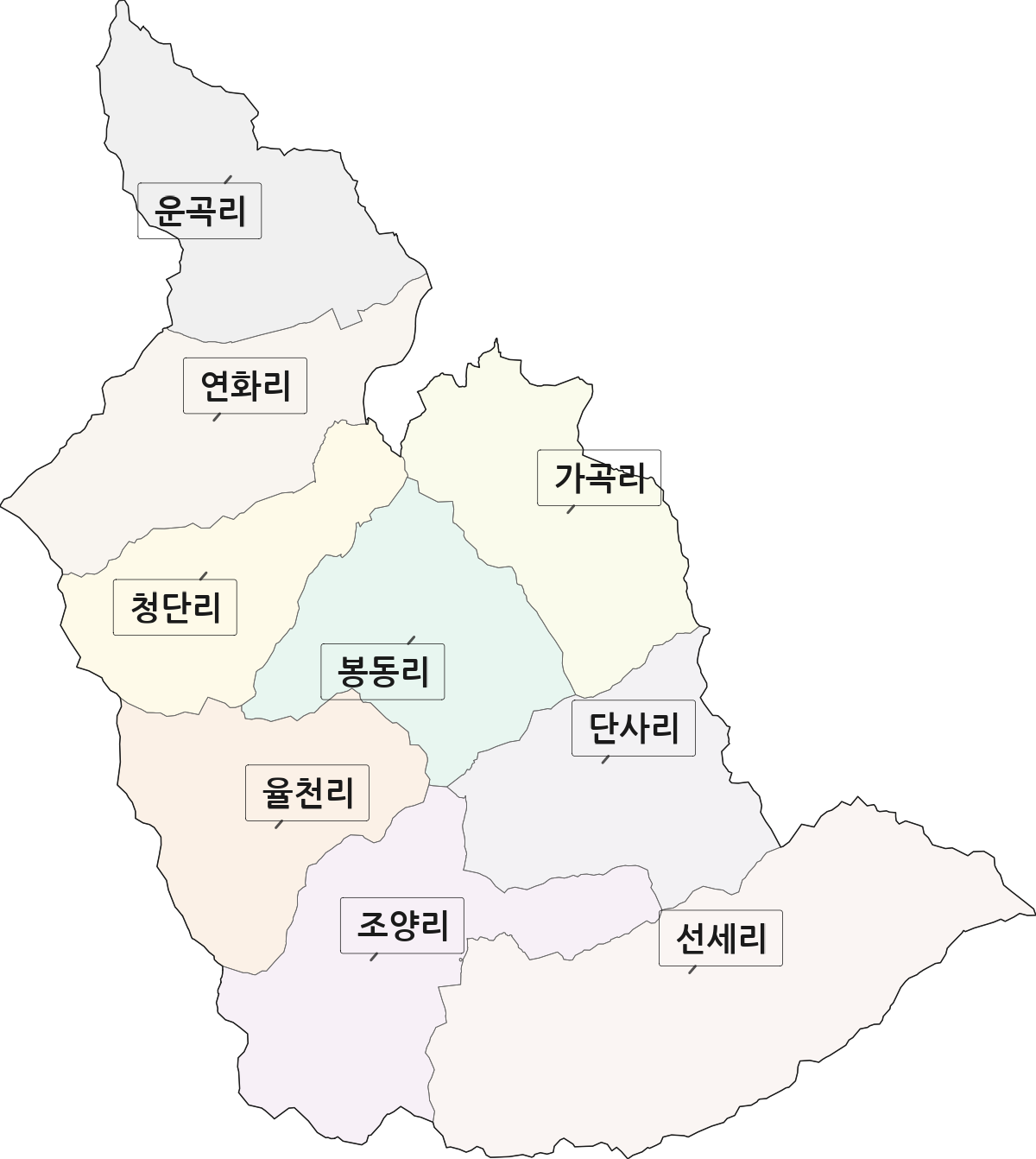 전남광주통합특별시 곡성군 오산면 법정동 리 구분 행정구역 경계 지도
