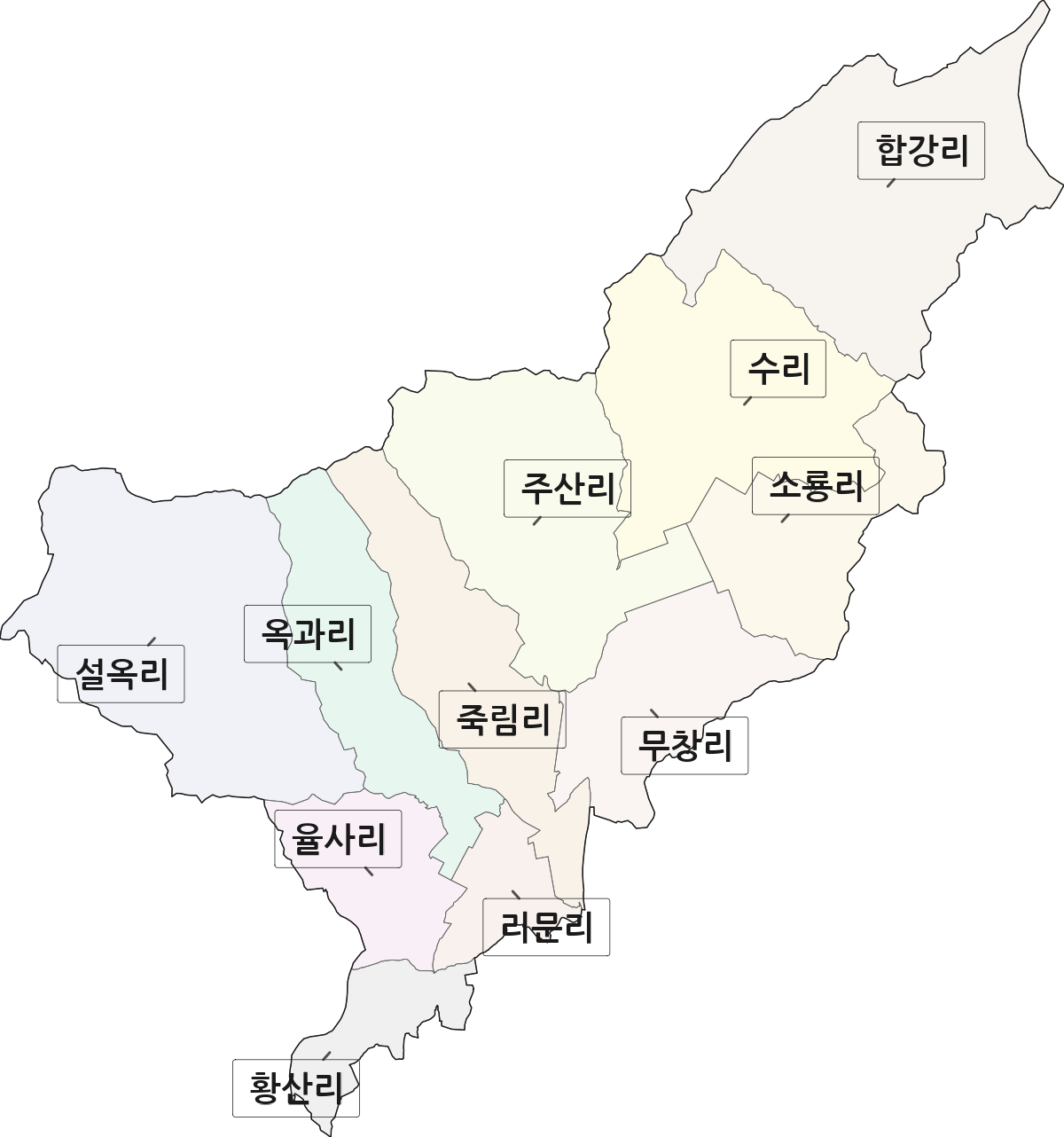 전남광주통합특별시 곡성군 옥과면 법정동 리 구분 행정구역 경계 지도
