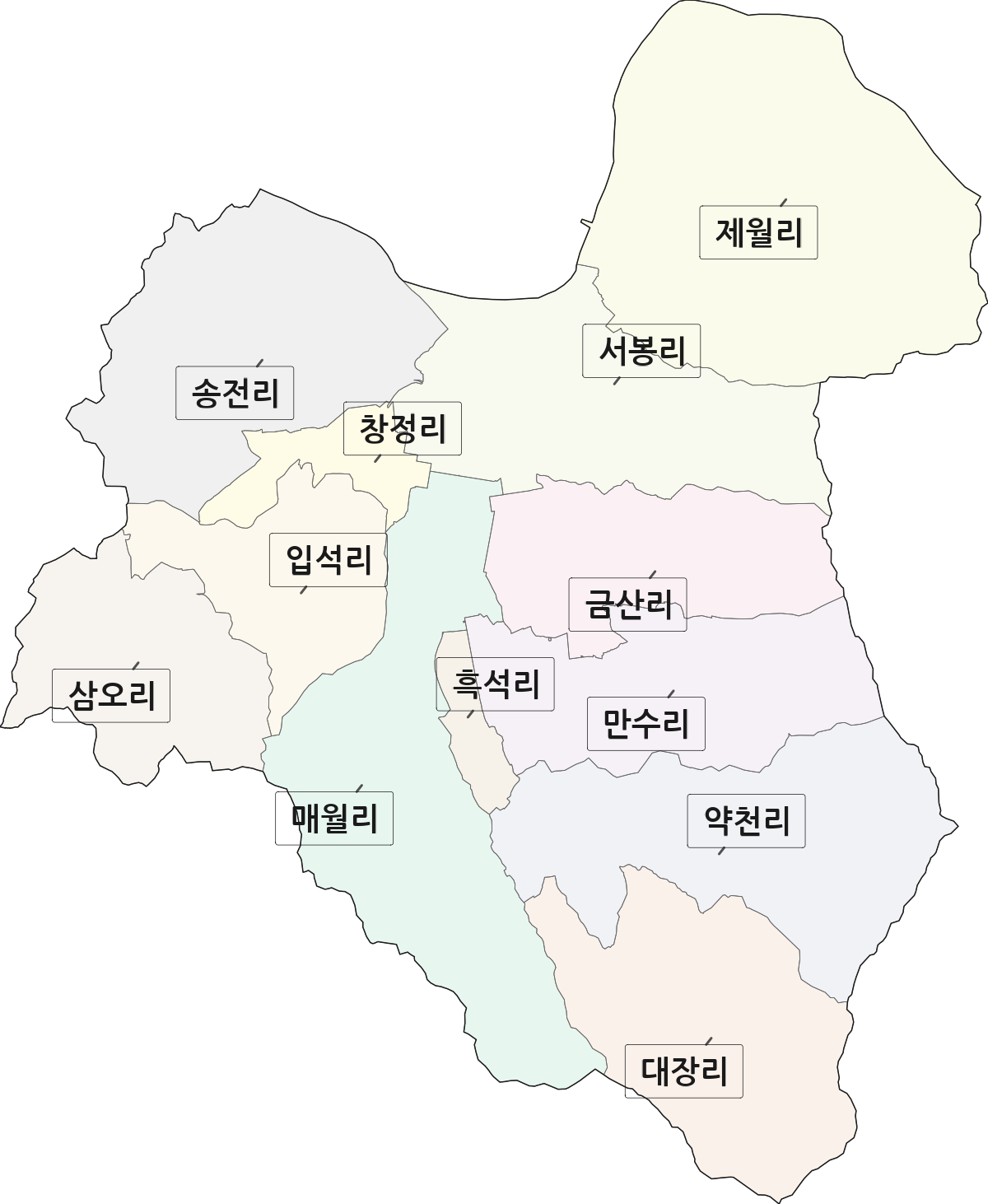 전남광주통합특별시 곡성군 입면 법정동 리 구분 행정구역 경계 지도