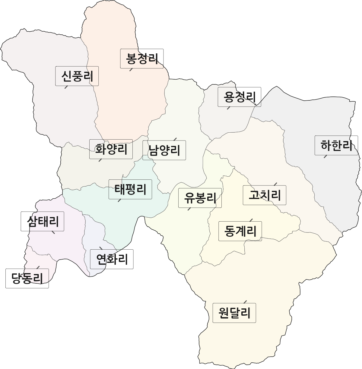 전남광주통합특별시 곡성군 죽곡면 법정동 리 구분 행정구역 경계 지도