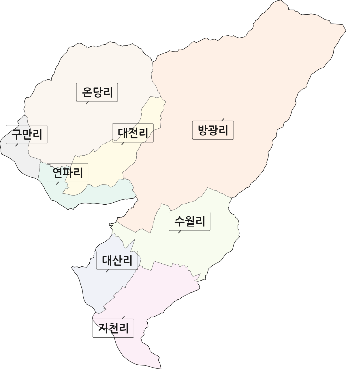 전남광주통합특별시 구례군 광의면 법정동 리 구분 행정구역 경계 지도