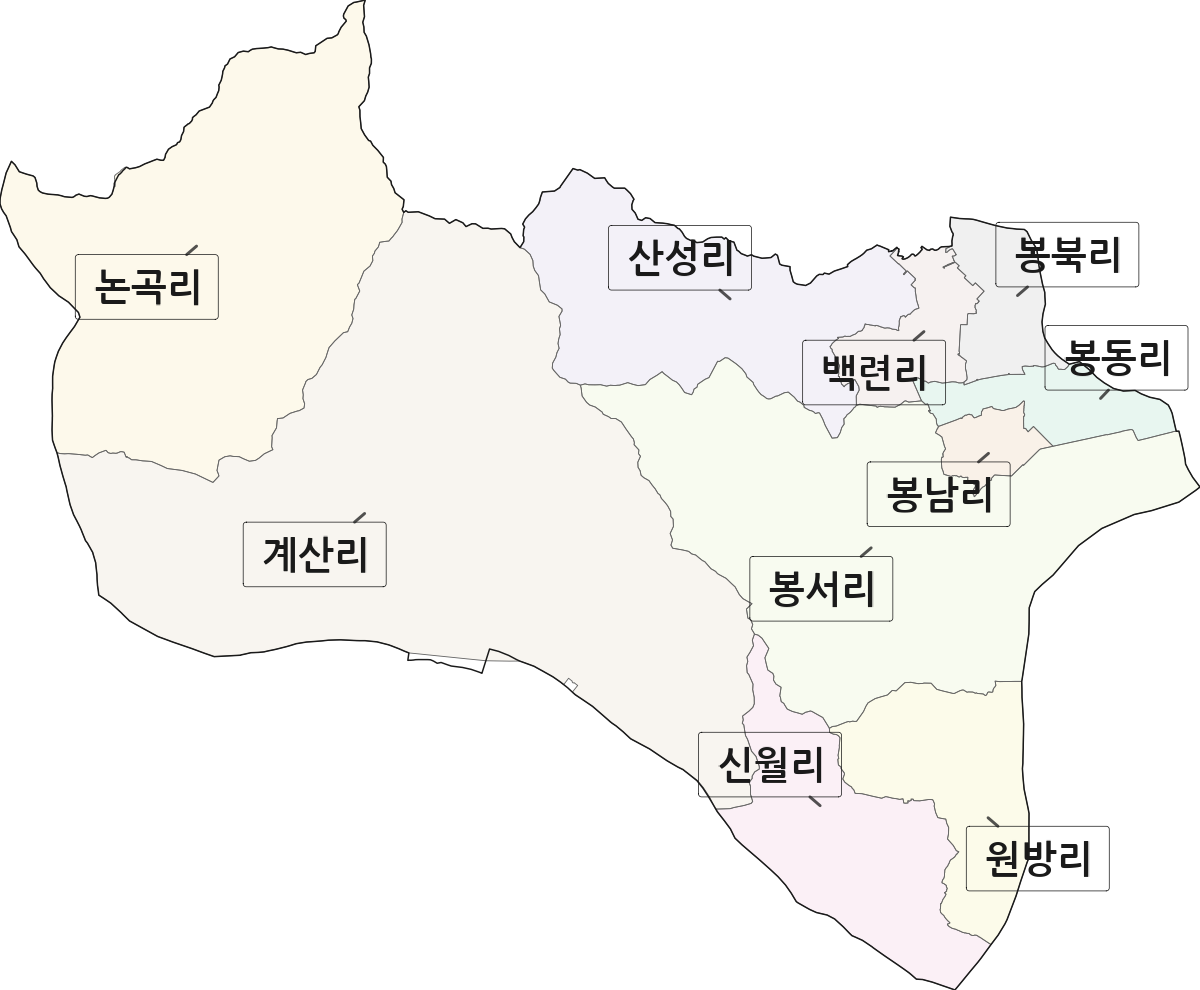 전남광주통합특별시 구례군 구례읍 법정동 리 구분 행정구역 경계 지도