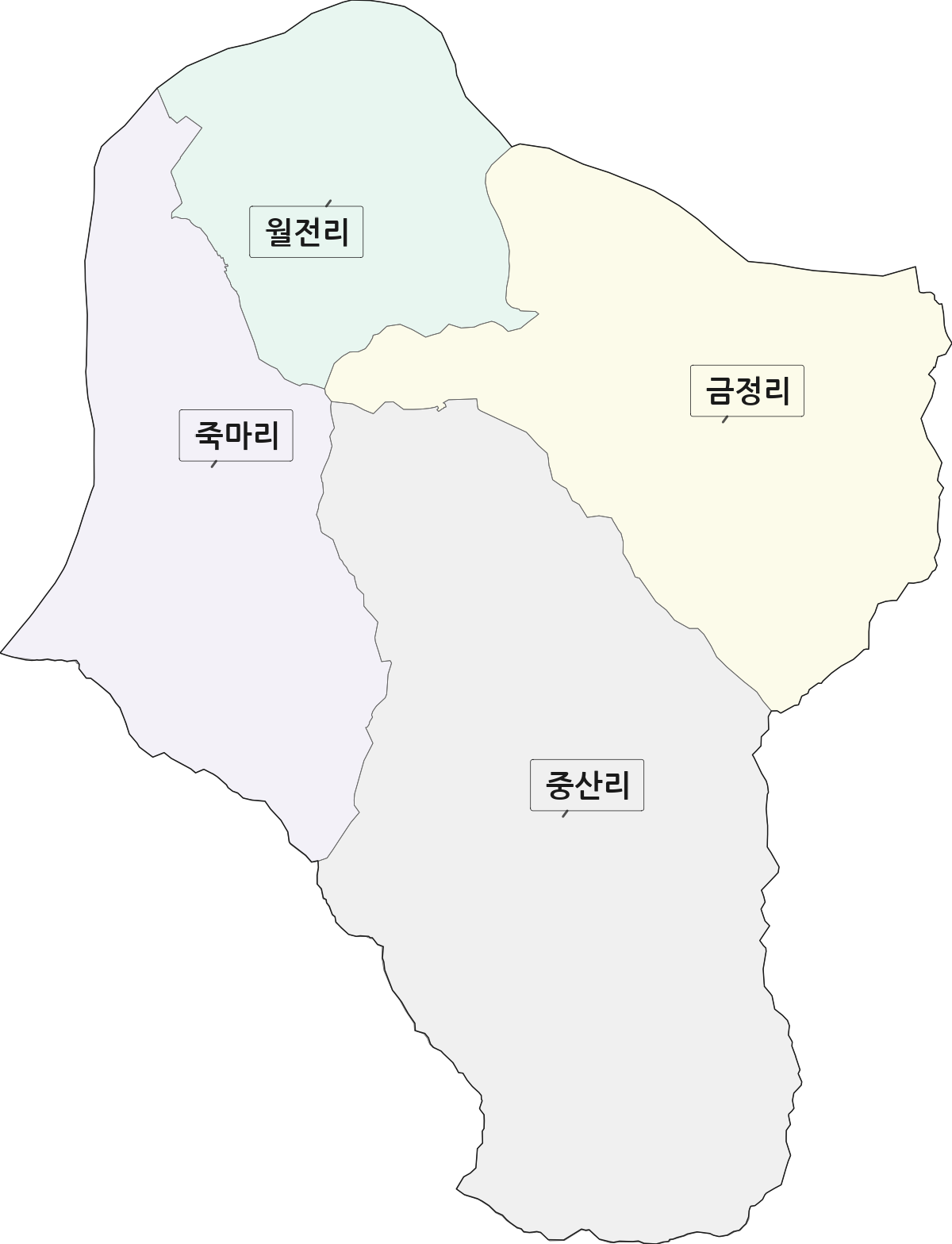 전남광주통합특별시 구례군 문척면 법정동 리 구분 행정구역 경계 지도