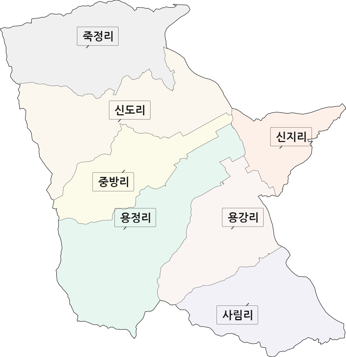 전남광주통합특별시 구례군 용방면 법정동 리 구분 행정구역 경계 지도