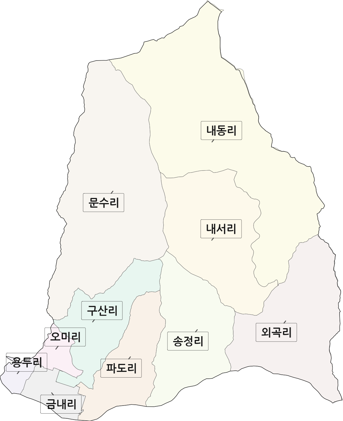 전남광주통합특별시 구례군 토지면 법정동 리 구분 행정구역 경계 지도