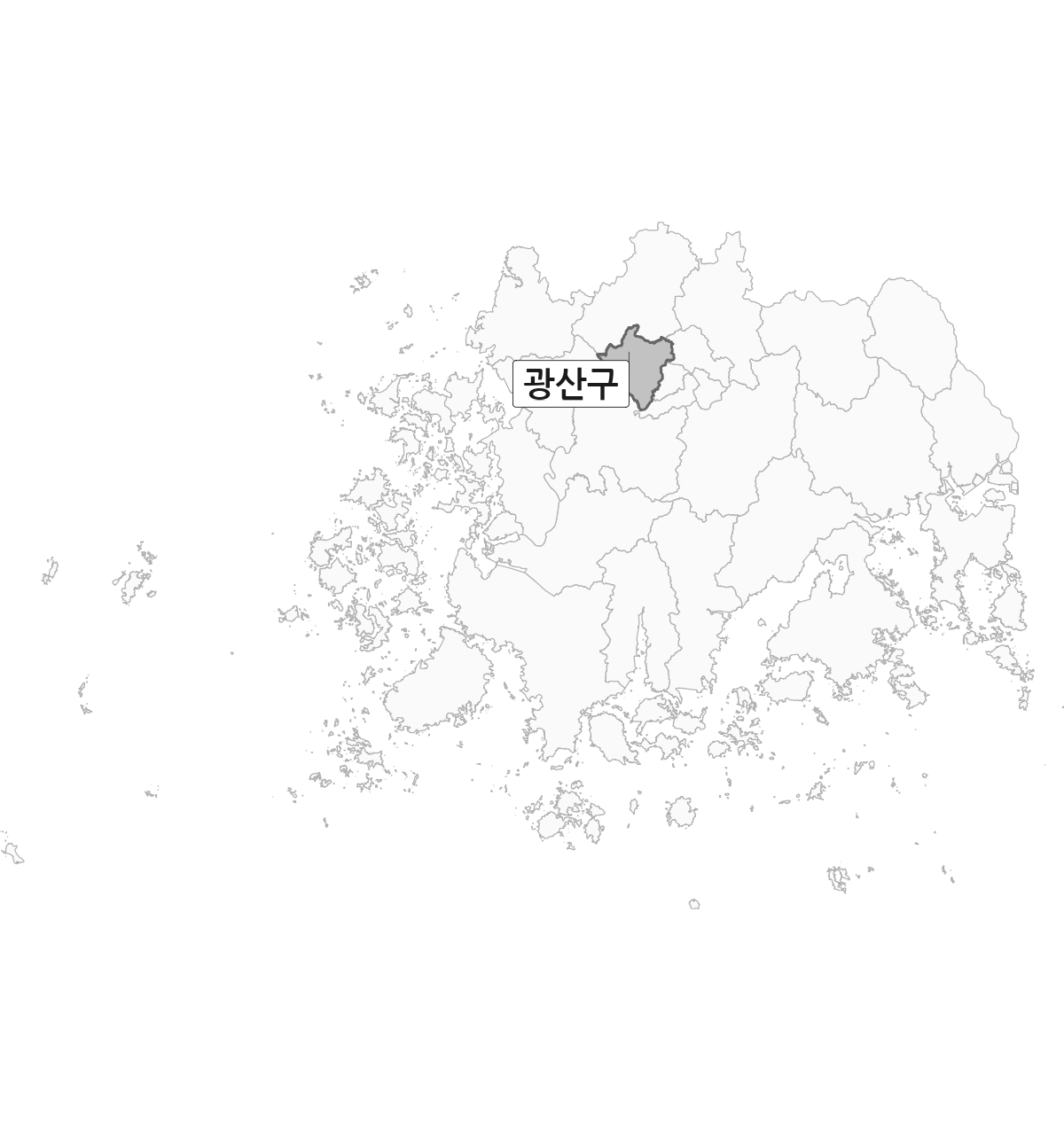 전남광주통합특별시 범위 내 광산구 행정구역 경계 지도