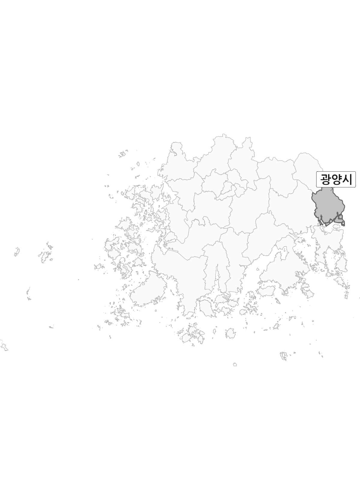 전남광주통합특별시 범위 내 광양시 행정구역 경계 지도
