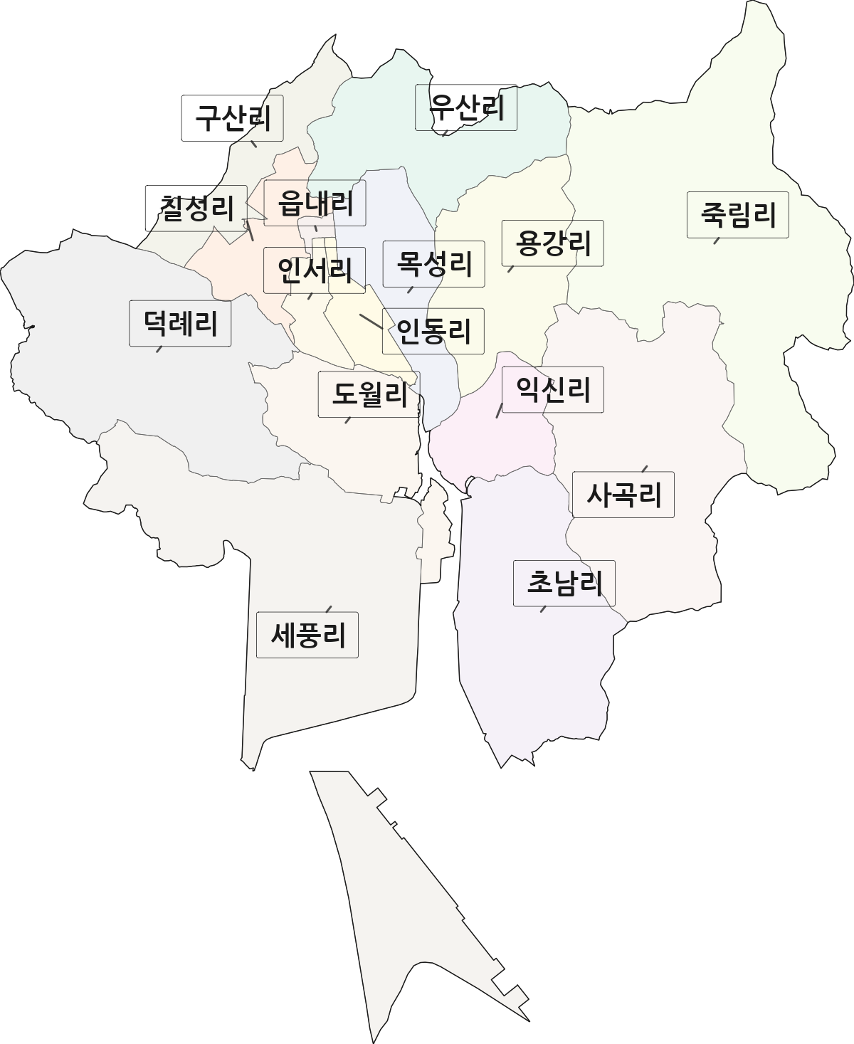 전남광주통합특별시 광양시 광양읍 법정동 리 구분 행정구역 경계 지도
