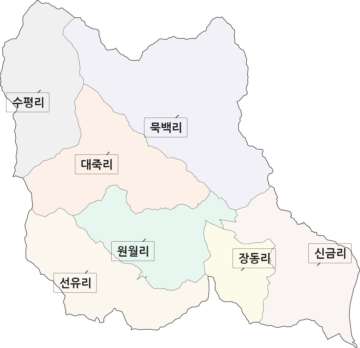 전남광주통합특별시 광양시 옥곡면 법정동 리 구분 행정구역 경계 지도