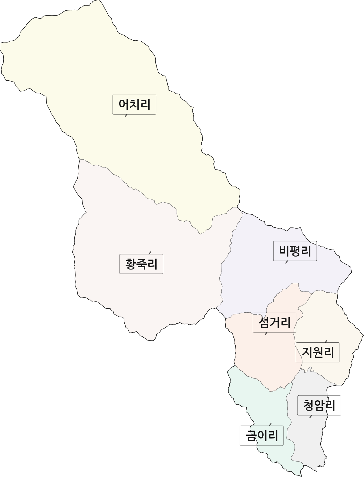 전남광주통합특별시 광양시 진상면 법정동 리 구분 행정구역 경계 지도