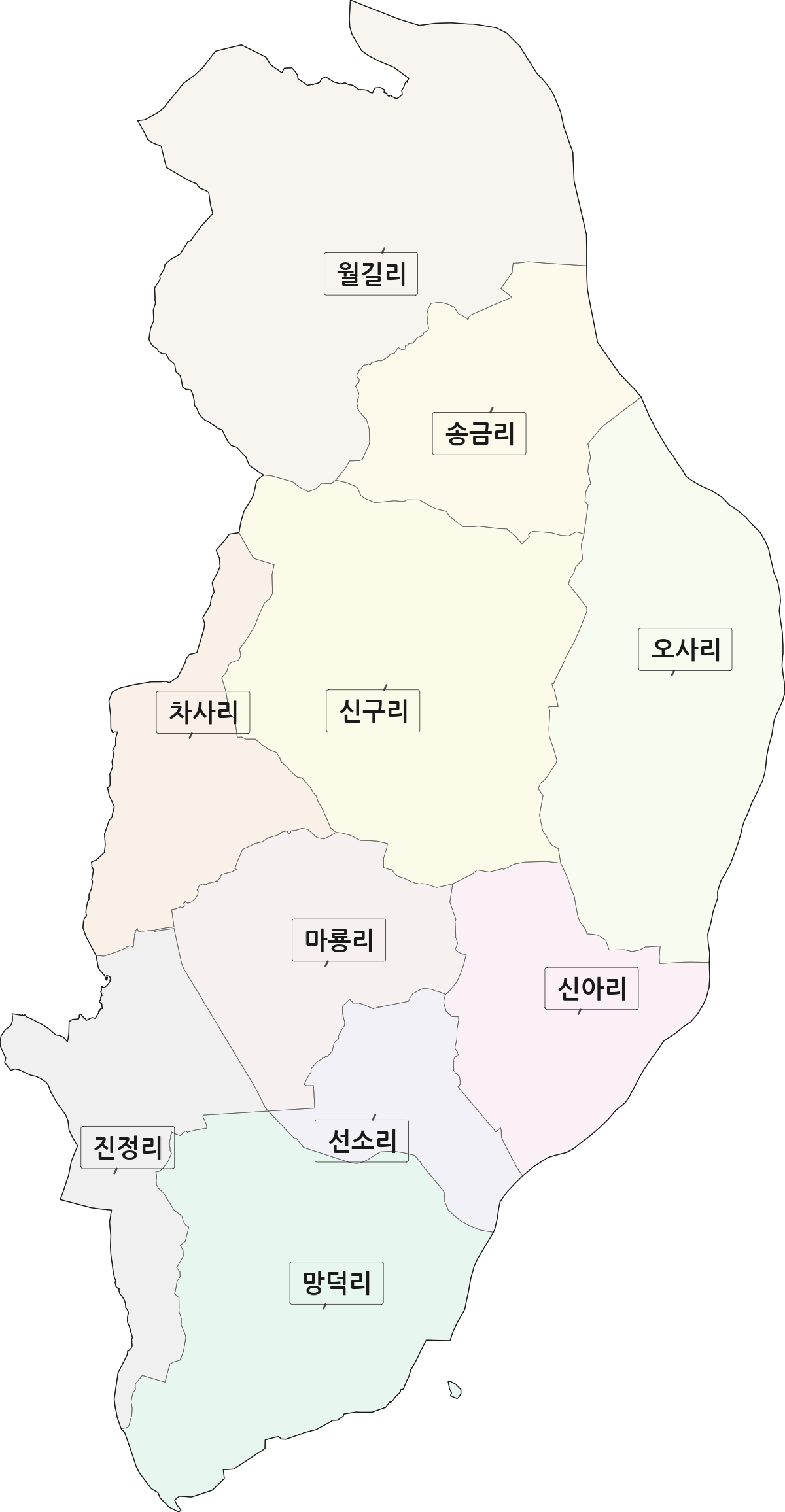 전남광주통합특별시 광양시 진월면 법정동 리 구분 행정구역 경계 지도