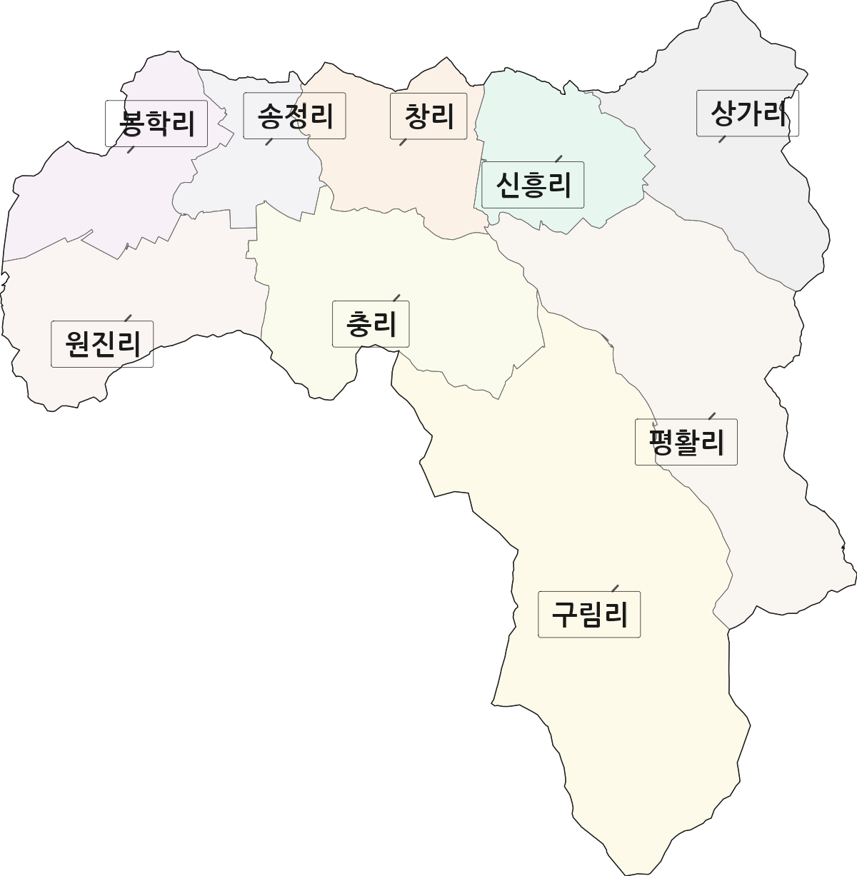전남광주통합특별시 해남군 삼산면 법정동 리 구분 행정구역 경계 지도