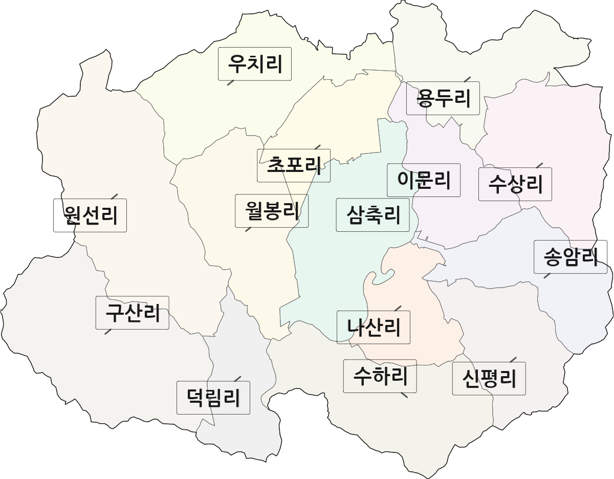 전남광주통합특별시 함평군 나산면 법정동 리 구분 행정구역 경계 지도