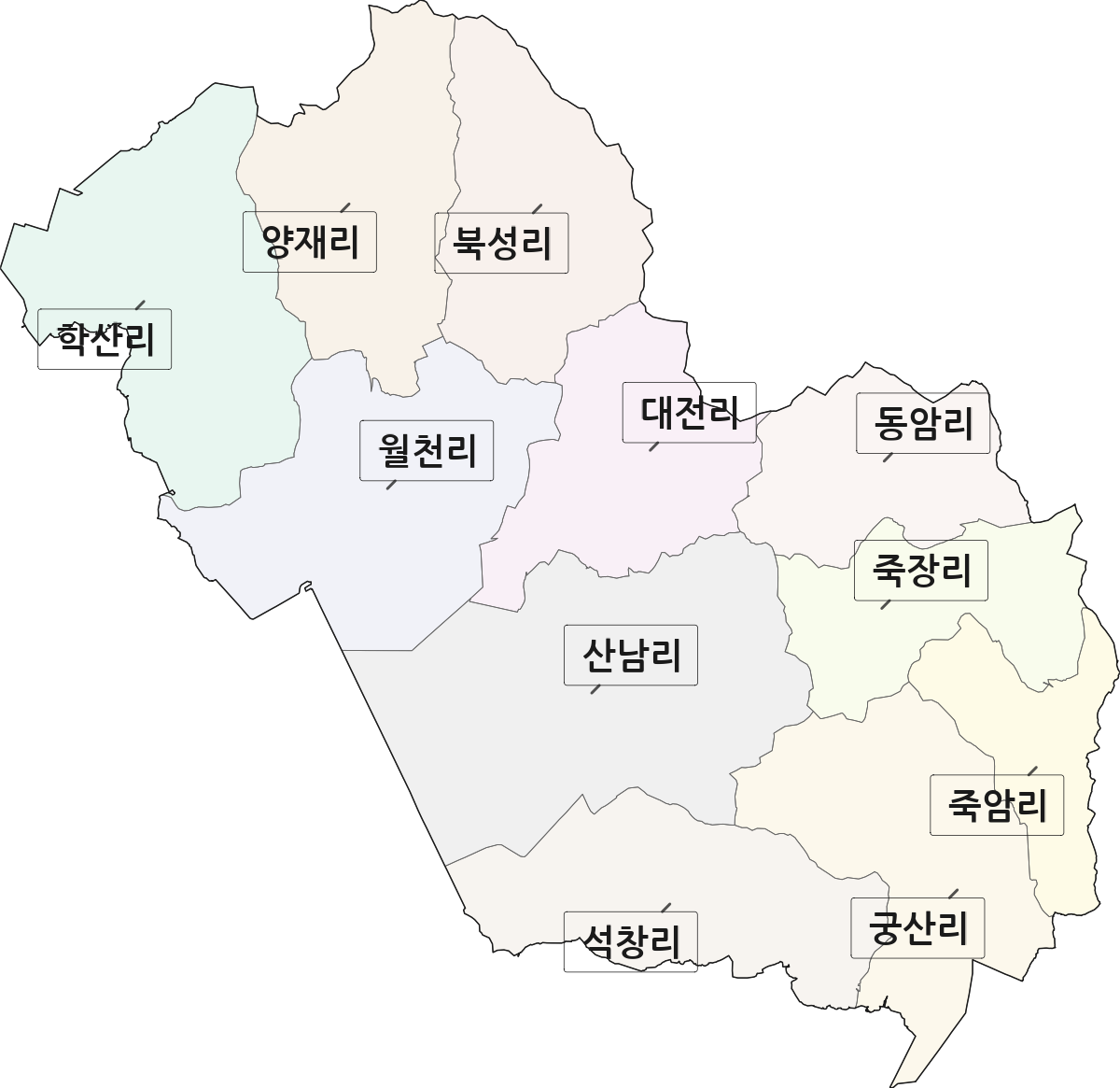 전남광주통합특별시 함평군 손불면 법정동 리 구분 행정구역 경계 지도