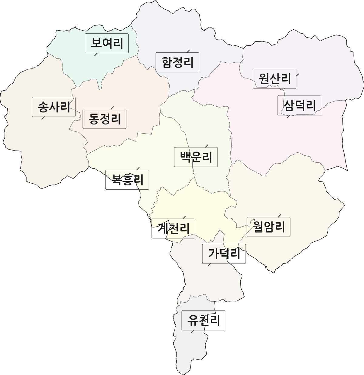 전남광주통합특별시 함평군 신광면 법정동 리 구분 행정구역 경계 지도