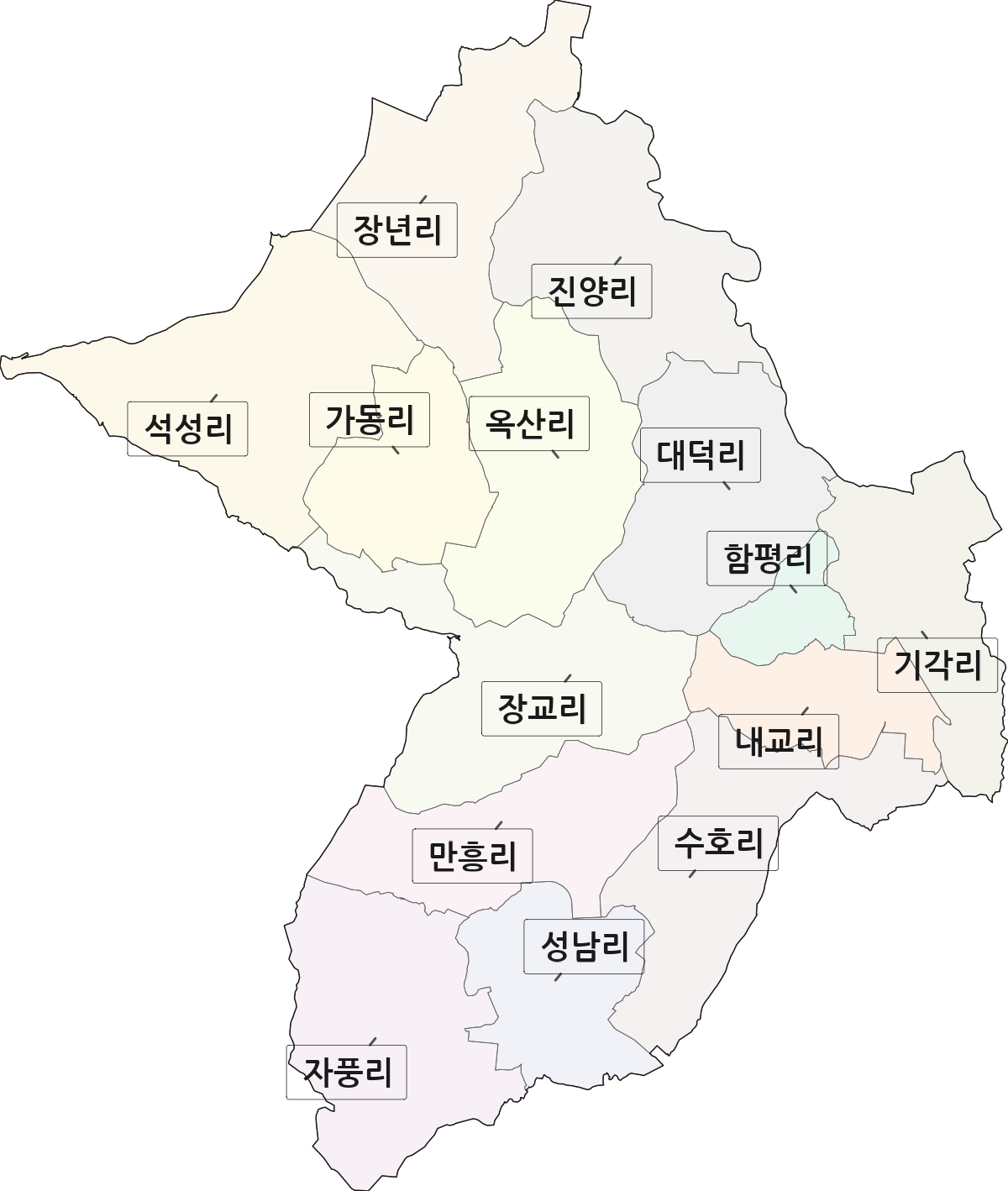 전남광주통합특별시 함평군 함평읍 법정동 리 구분 행정구역 경계 지도