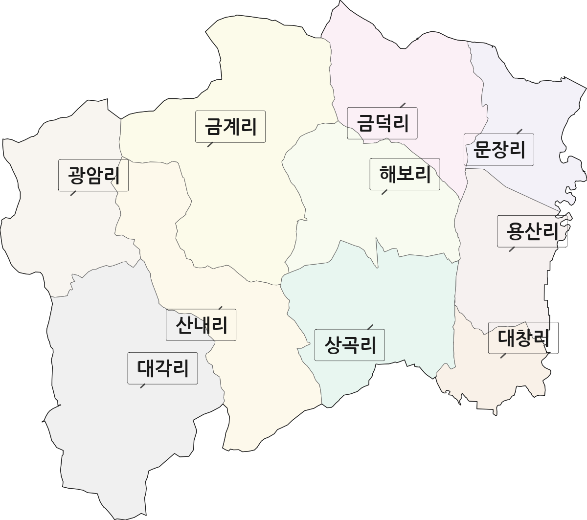 전남광주통합특별시 함평군 해보면 법정동 리 구분 행정구역 경계 지도
